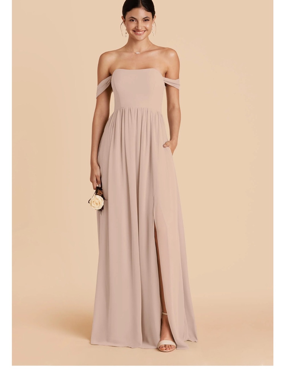 Strapless Taupe Matte Bridesmaids Dress- Birdy Grey Size XL - no sleeves